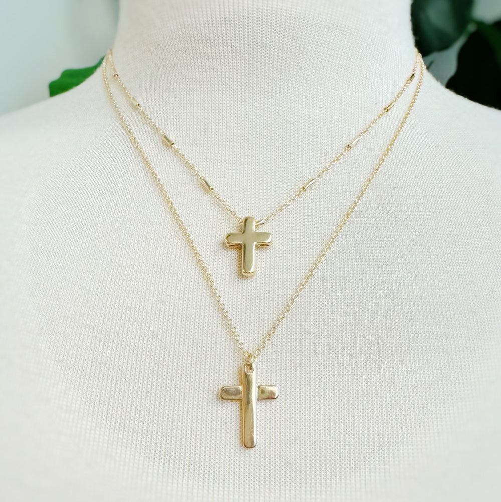 Pretty Chain Cross Necklace Set Of 2-1