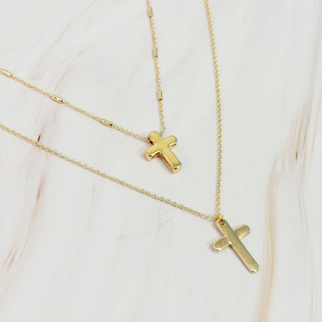 Pretty Chain Cross Necklace Set Of 2-0