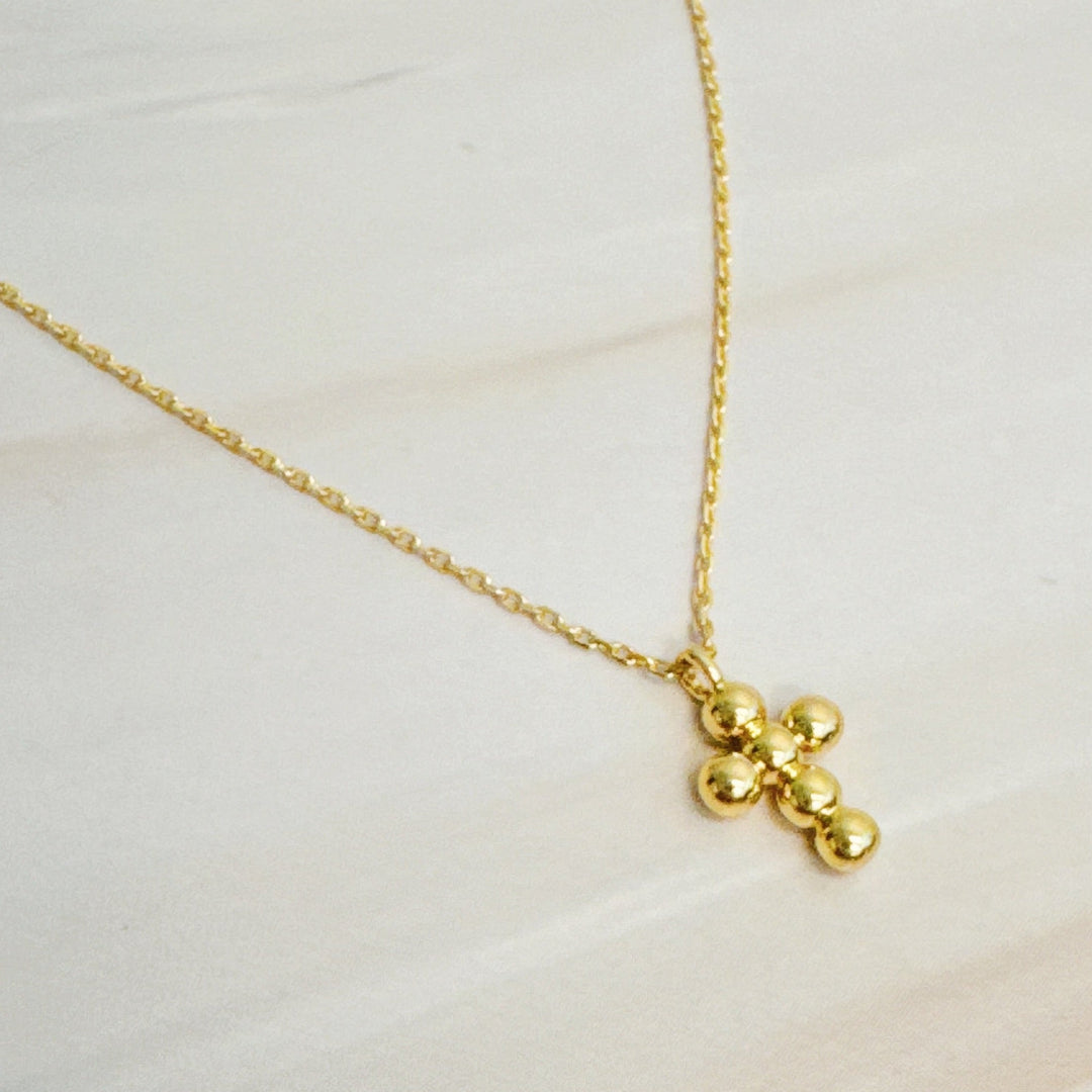Mini Dot Cross Pendant Necklace-0
