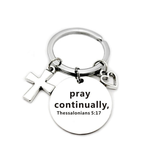 Bible Scripture Keychain with Cross and Heart Charm