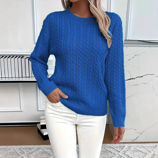 Versatile Fashion Classic Twist Round Neck Cable Knit Sweater