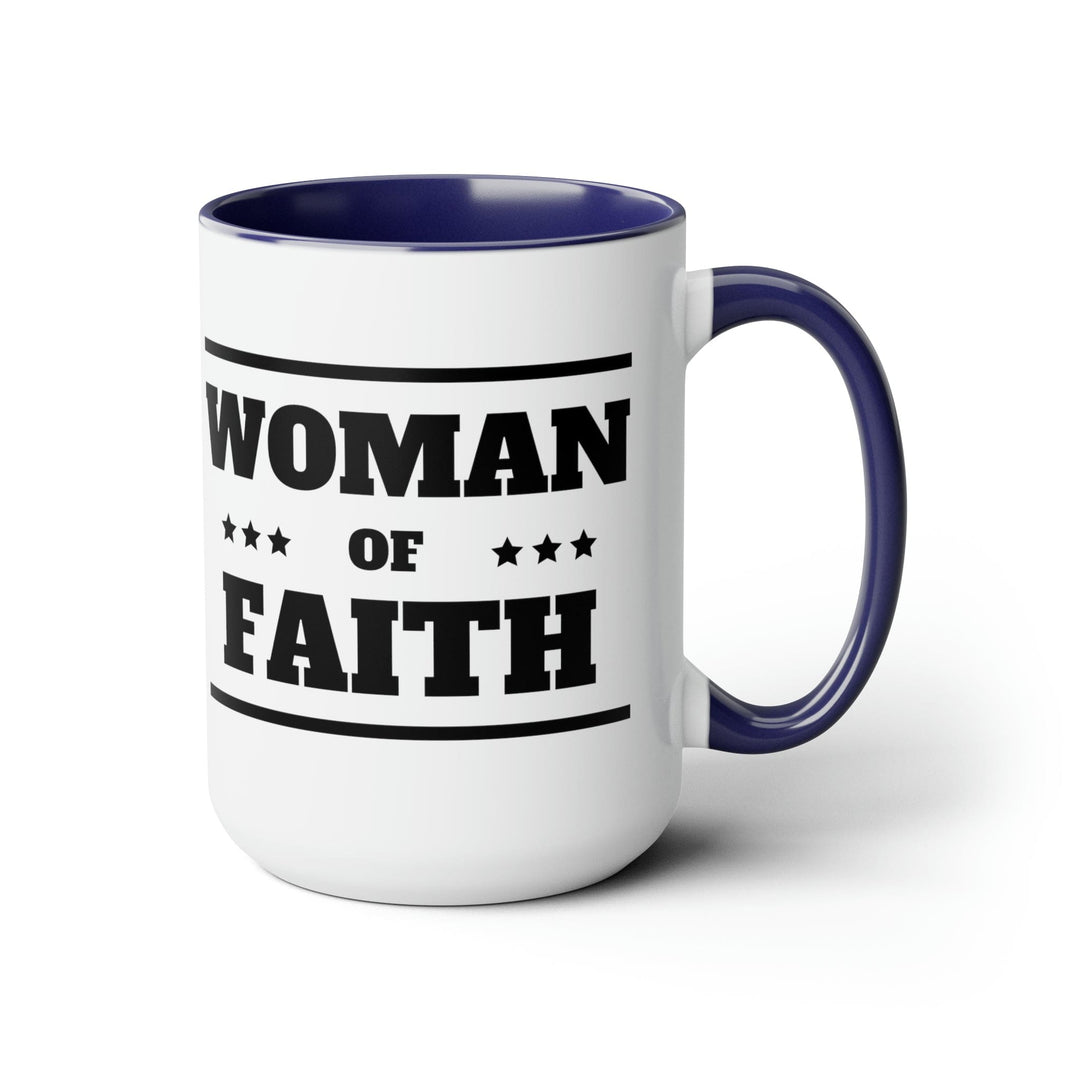 Ceramic Coffee Mug 15oz - Woman of Faith Black Illustration-2