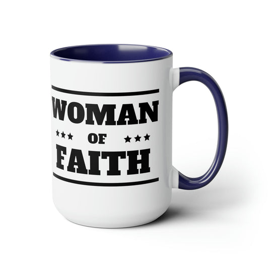 Ceramic Coffee Mug 15oz - Woman of Faith Black Illustration-2