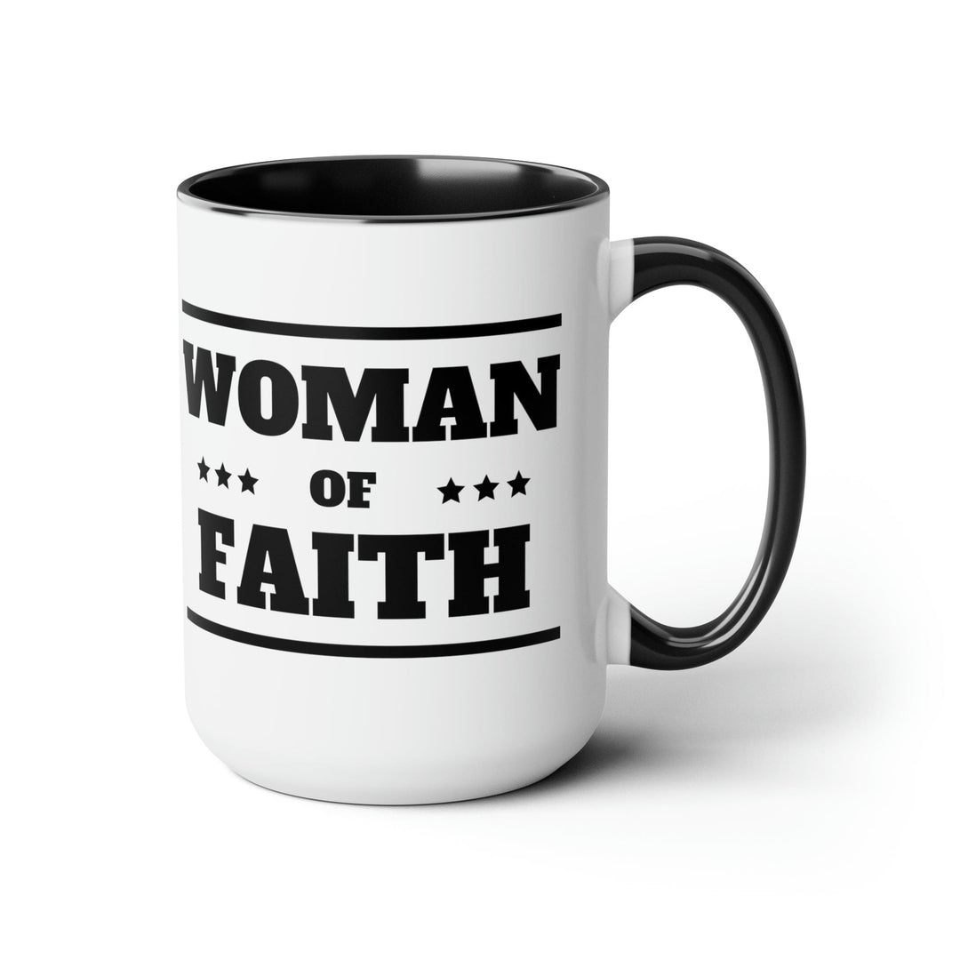 Ceramic Coffee Mug 15oz - Woman of Faith Black Illustration-0