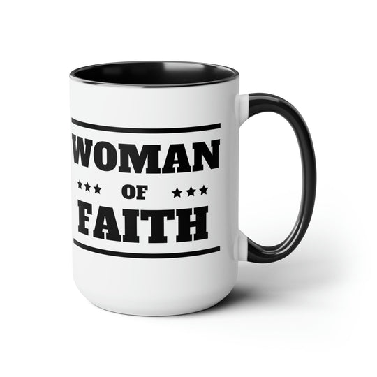 Ceramic Coffee Mug 15oz - Woman of Faith Black Illustration-0