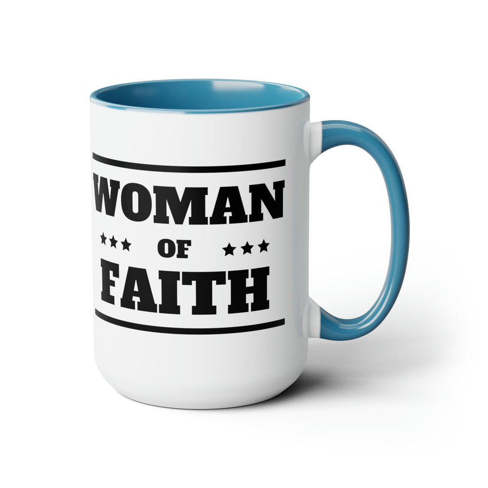 Ceramic Coffee Mug 15oz - Woman of Faith Black Illustration-1