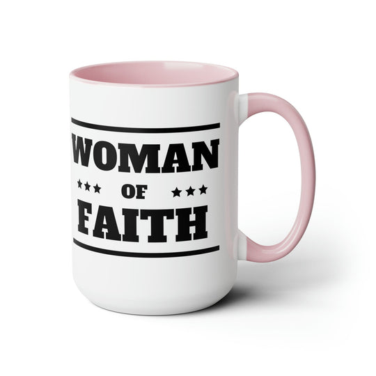 Ceramic Coffee Mug 15oz - Woman of Faith Black Illustration-3