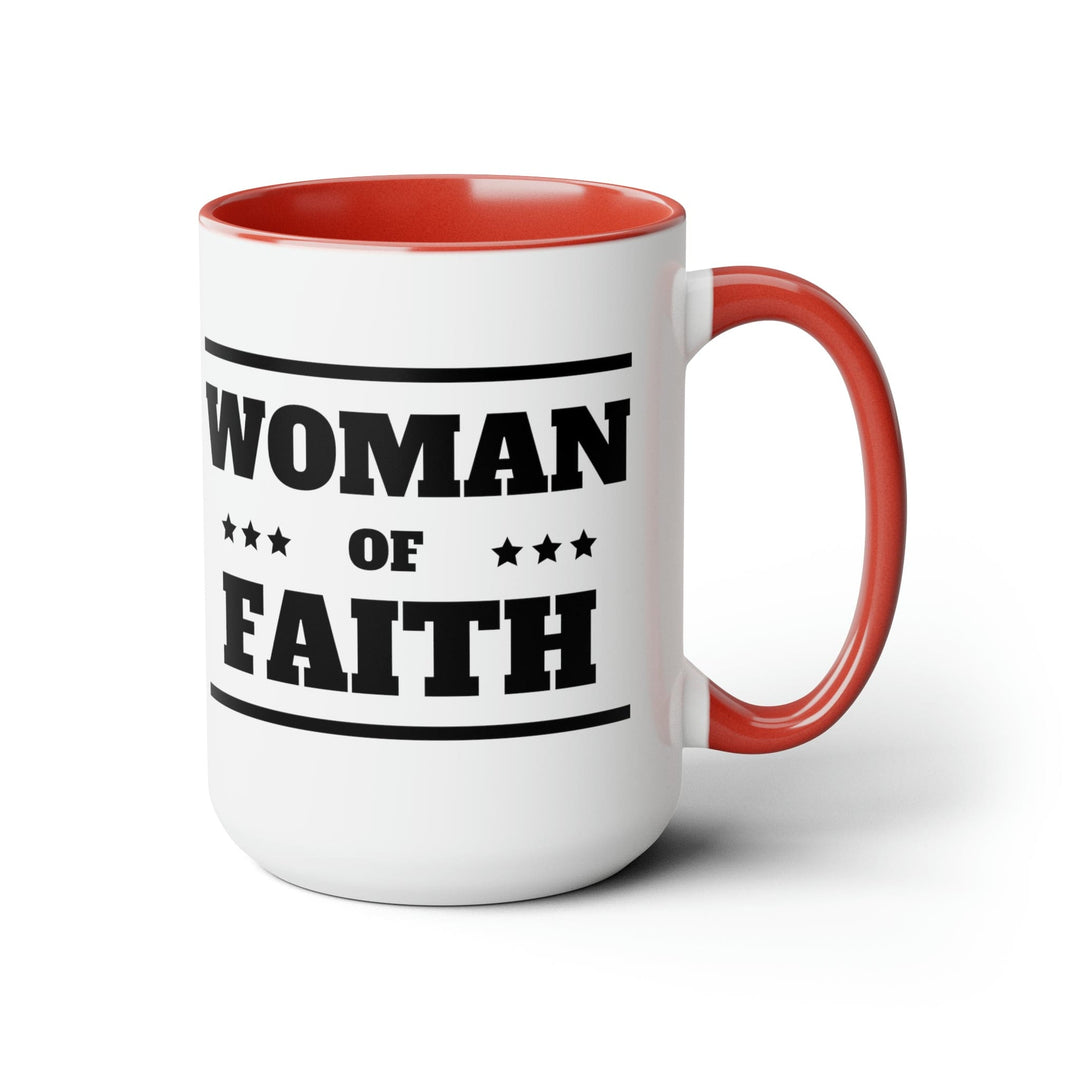 Ceramic Coffee Mug 15oz - Woman of Faith Black Illustration-4