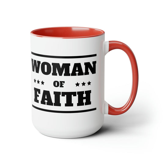 Ceramic Coffee Mug 15oz - Woman of Faith Black Illustration-4