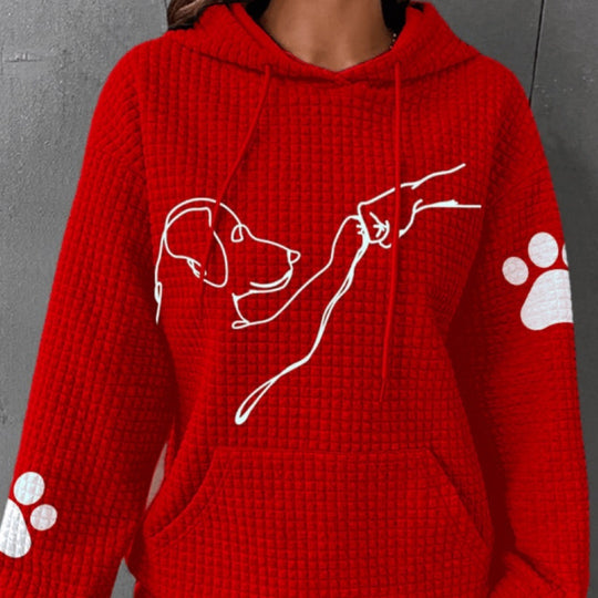 Dog - Human Fist Bump Waffle Knit Hooded Pullover
