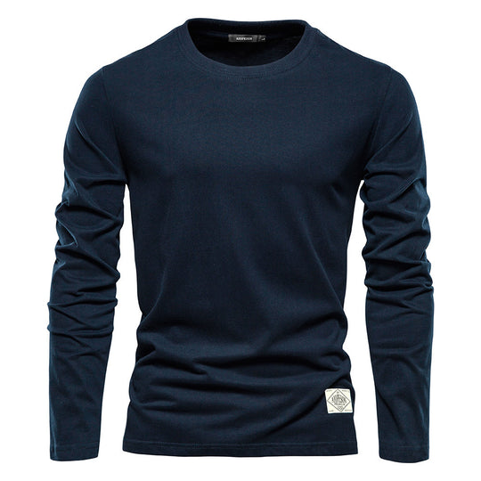 Men's Fashion Casual Exercise Outer Wear Round Neck Cotton Base Shirt