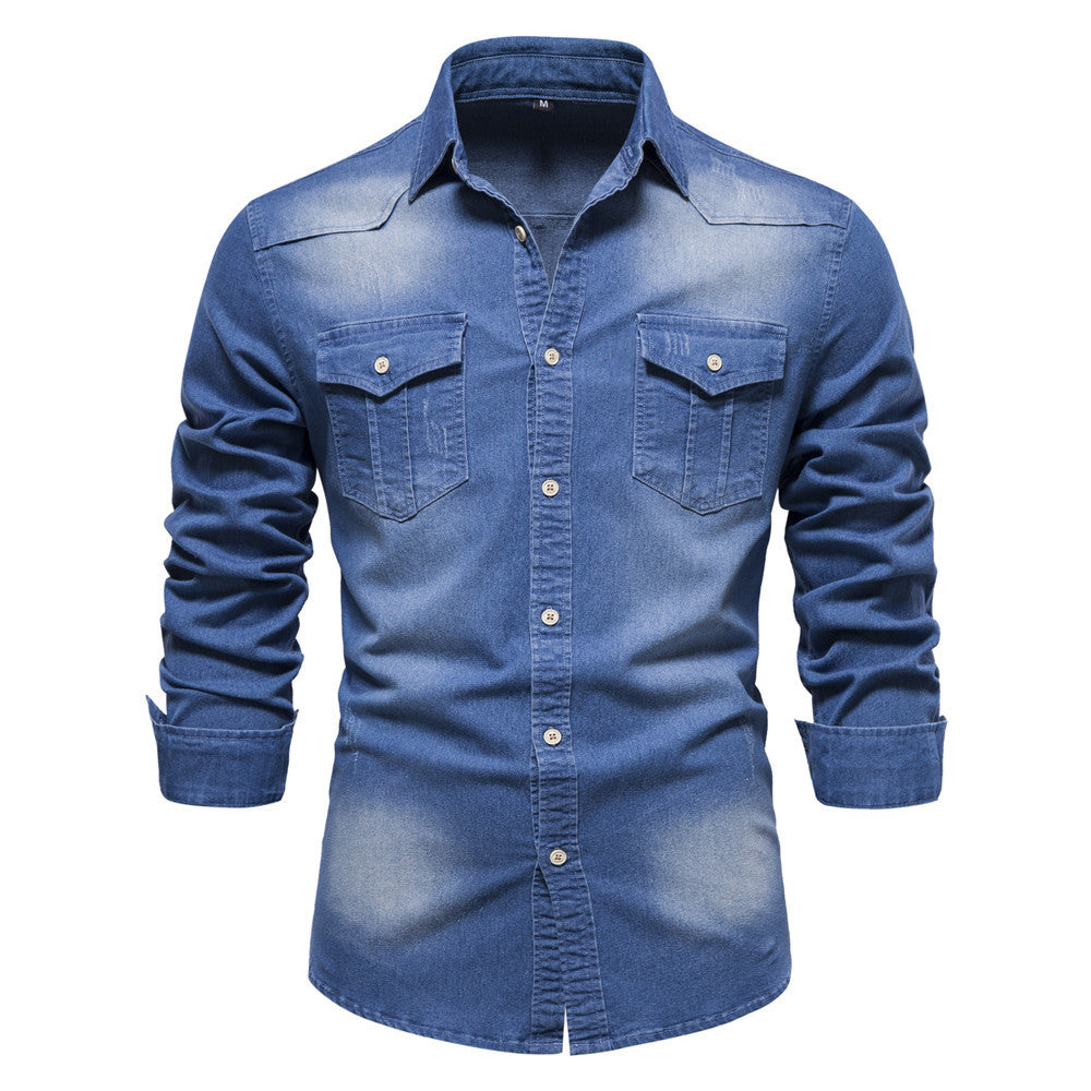 Men's Casual Long-sleeved Denim Shirt