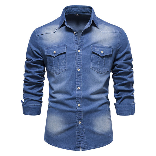 Men's Casual Long-sleeved Denim Shirt