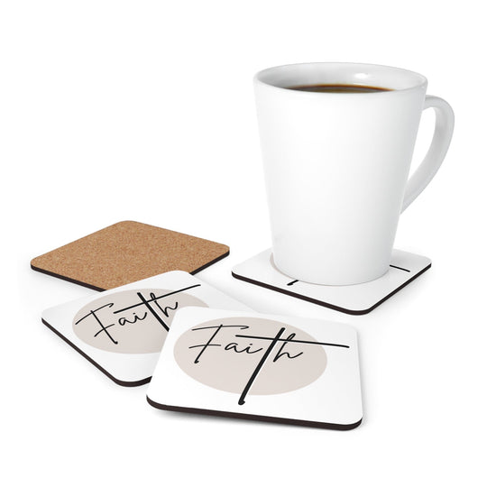 Coaster Set of 4 for Drinks Faith - Christian Affirmation - Black and Beige-4