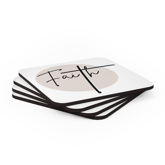 Coaster Set of 4 for Drinks Faith - Christian Affirmation - Black and Beige-3