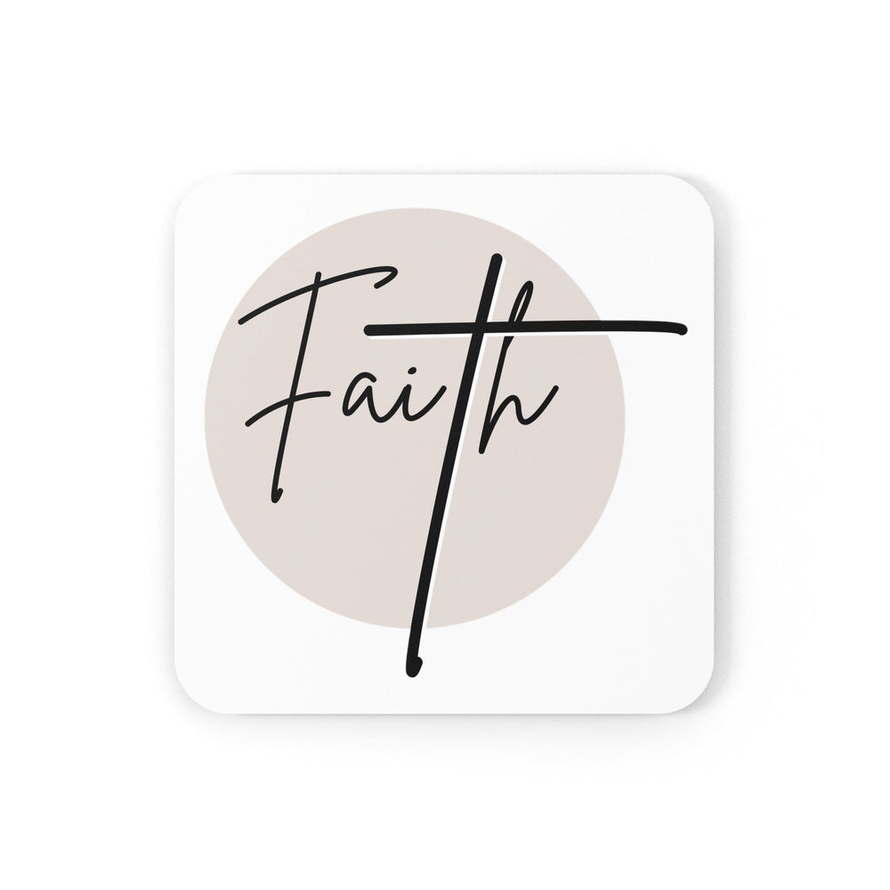 Coaster Set of 4 for Drinks Faith - Christian Affirmation - Black and Beige-1