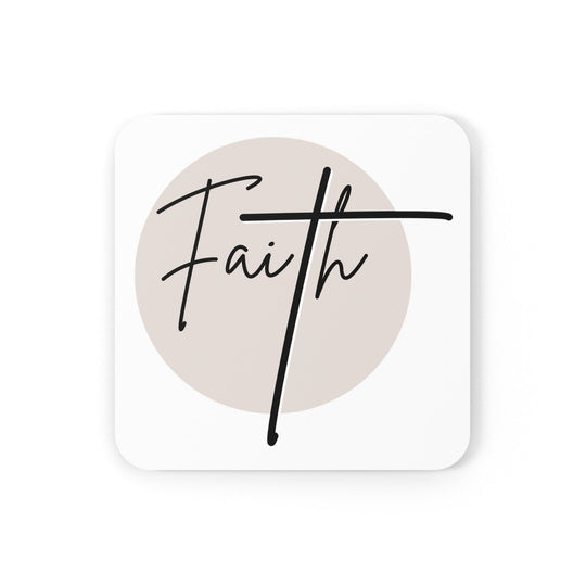 Coaster Set of 4 for Drinks Faith - Christian Affirmation - Black and Beige-1