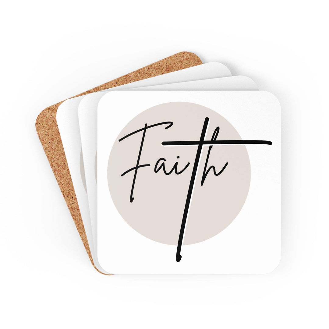 Coaster Set of 4 for Drinks Faith - Christian Affirmation - Black and Beige-0