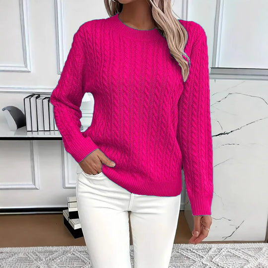 Versatile Fashion Classic Twist Round Neck Cable Knit Sweater