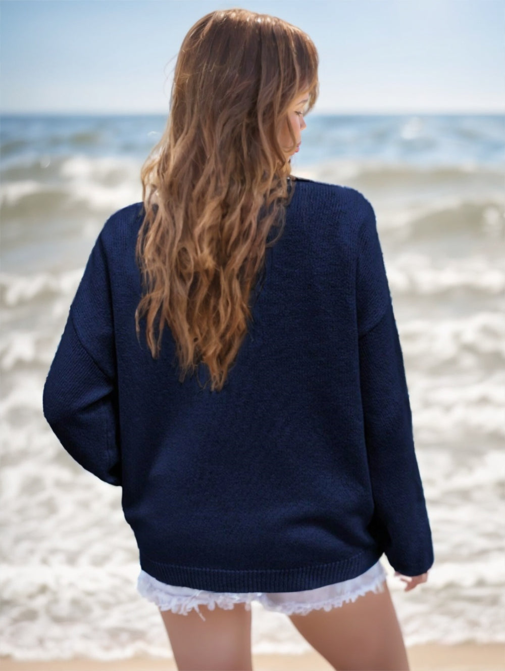 USA Flag Design Drop Shoulder Sweater