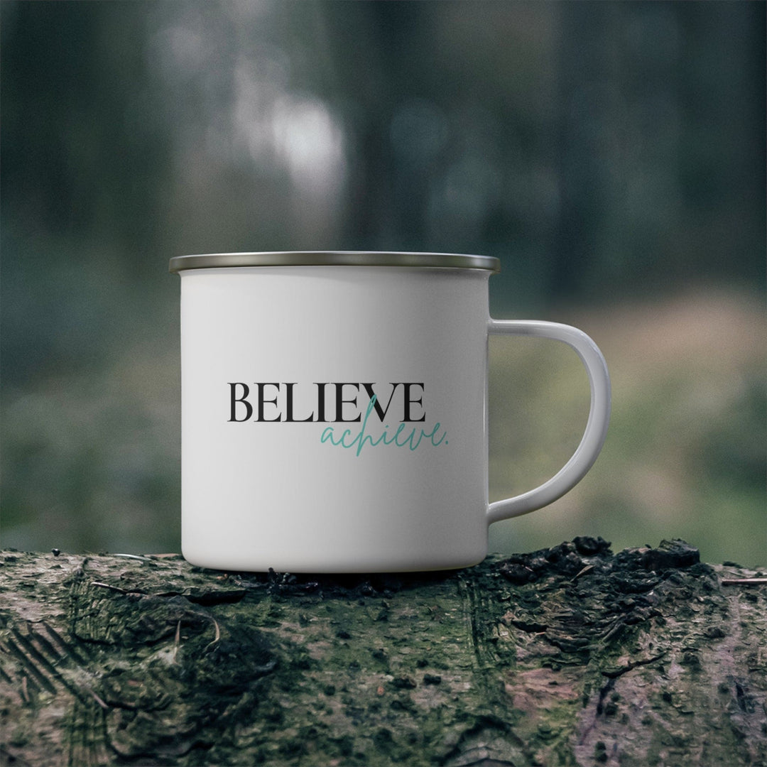 Enamel Camping Mug - Believe and Achieve - Inspirational Motivation-3