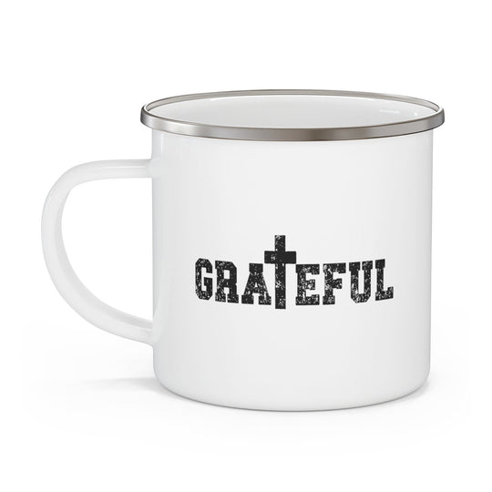 Enamel Camping Mug - Grateful Cross Black Illustration-2