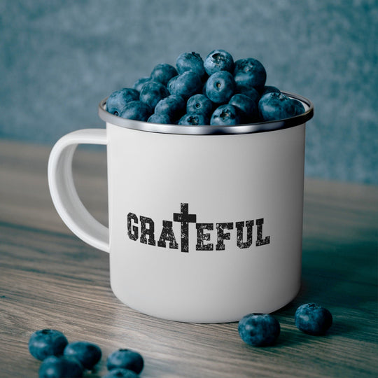 Enamel Camping Mug - Grateful Cross Black Illustration-4