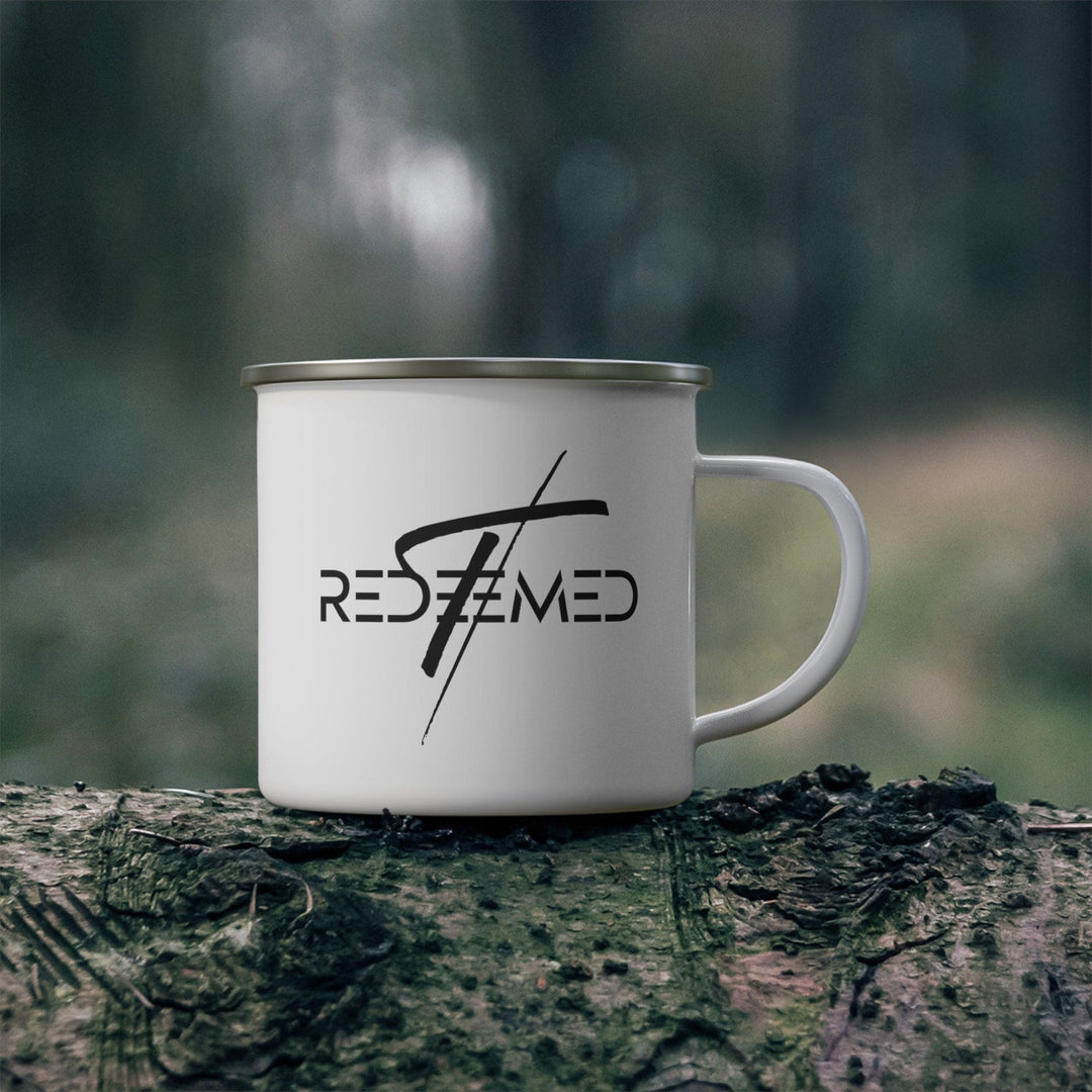 Enamel Camping Mug Redeemed Cross Black Illustration-3