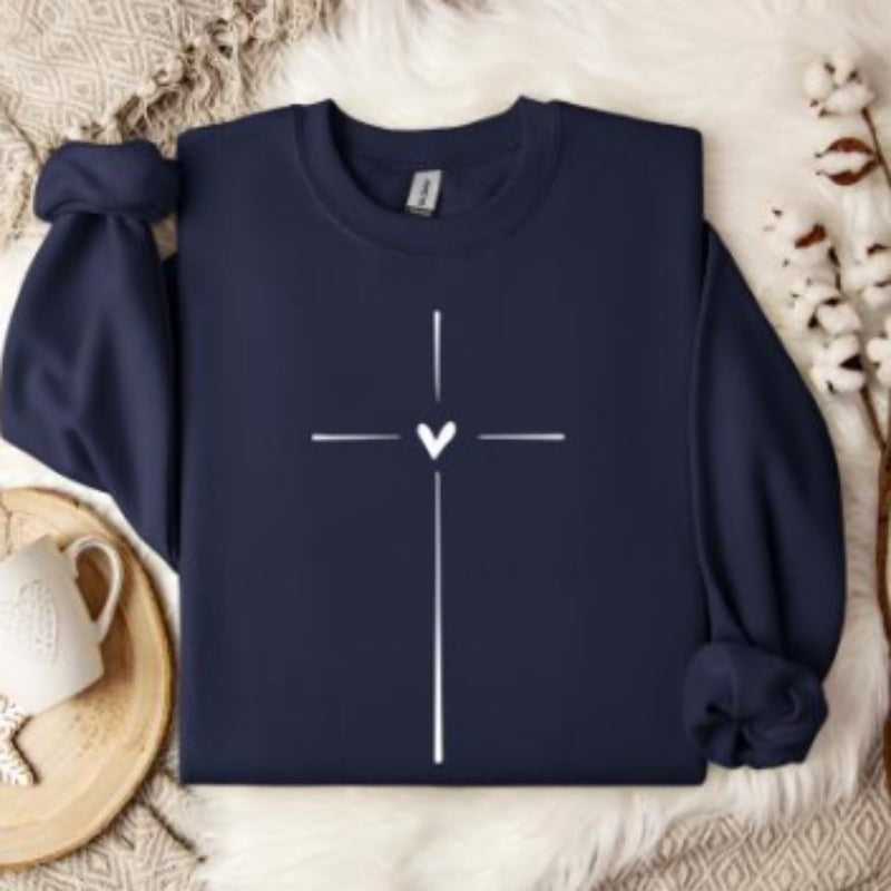 Heart-shaped Cross Loose Sweatshirt