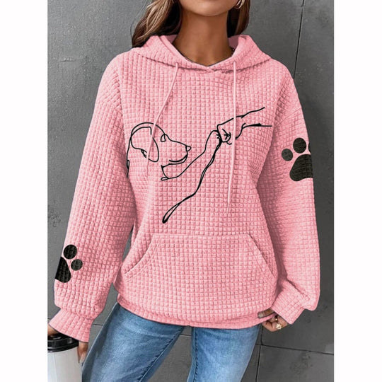 Dog - Human Fist Bump Waffle Knit Hooded Pullover