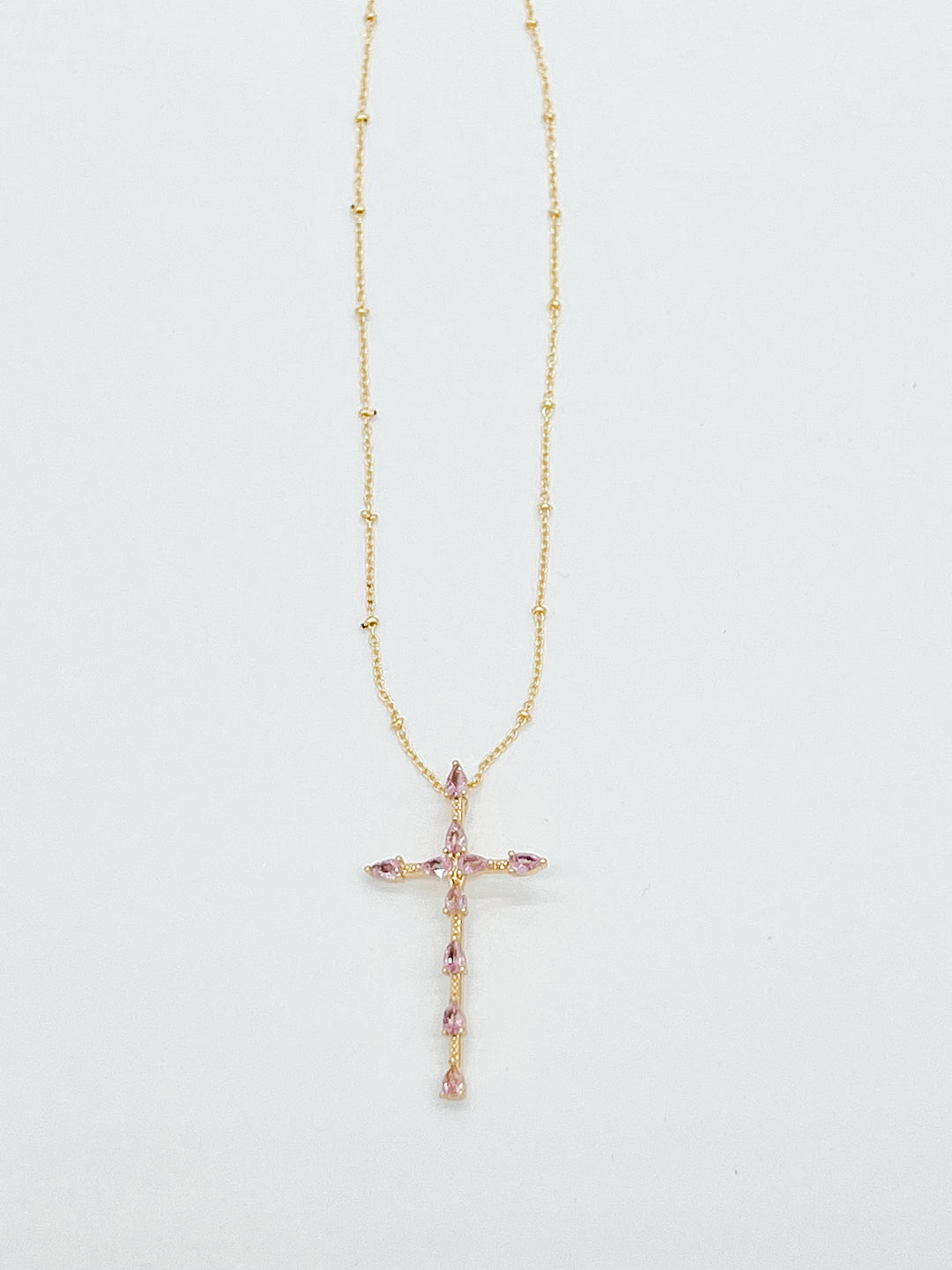 Blush Cross Necklace-0