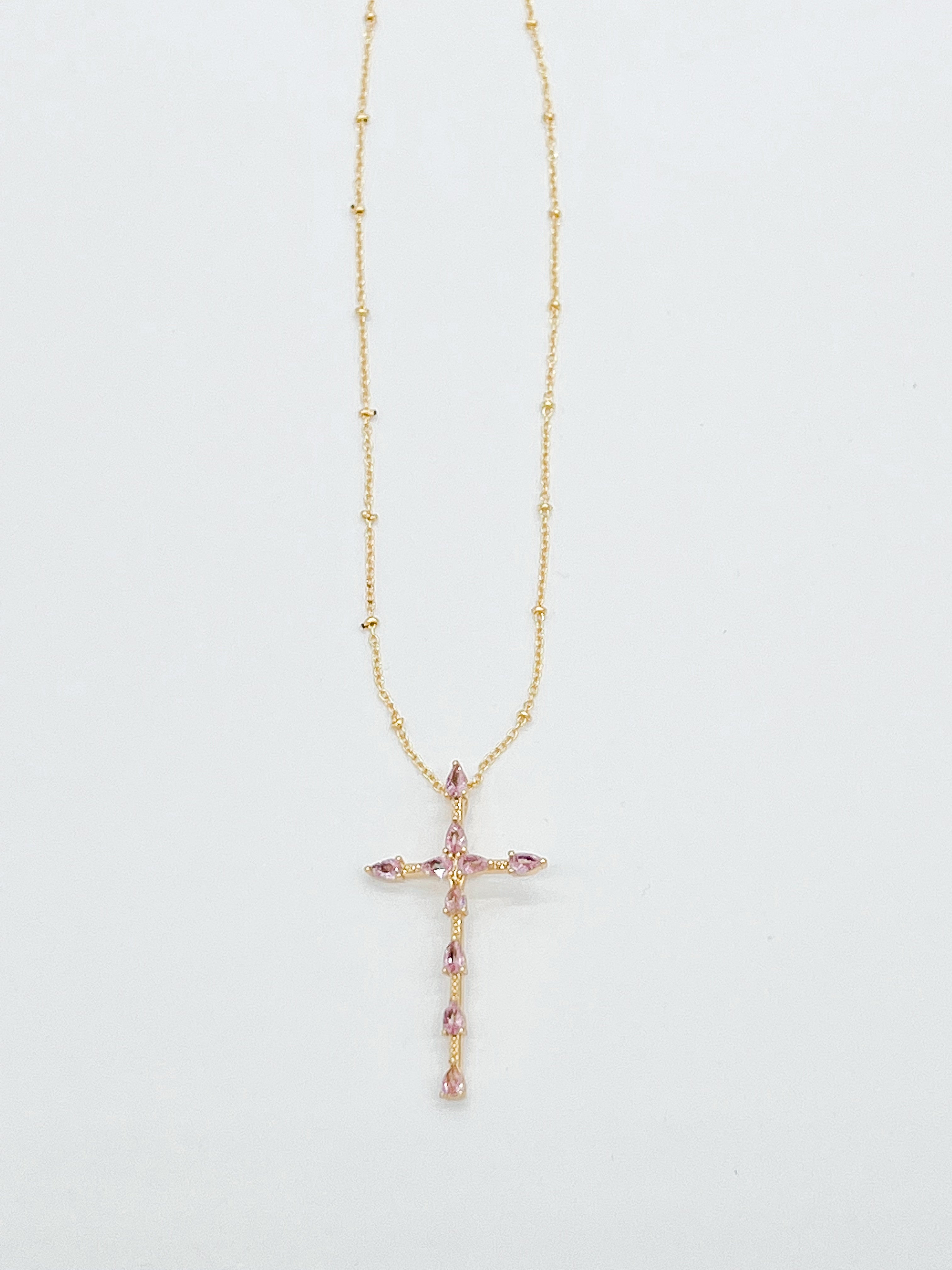 Blush Cross Necklace-0