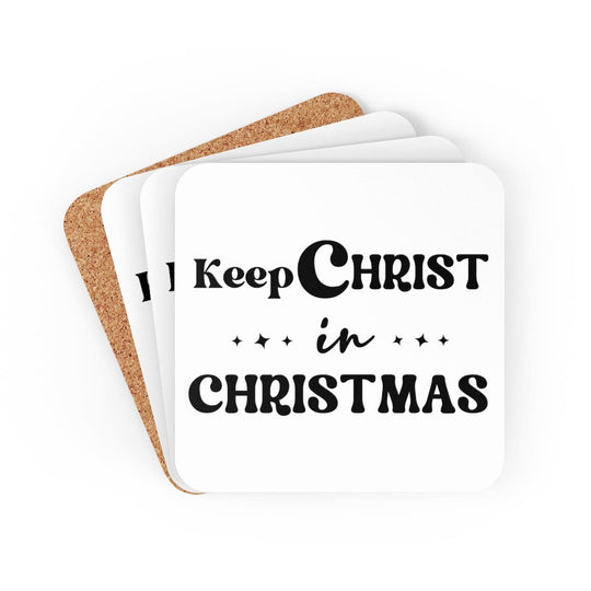 Home Decor - Coaster Set - 4 Piece Home/office - Keep Christ in Christmas - Christian Holiday-0