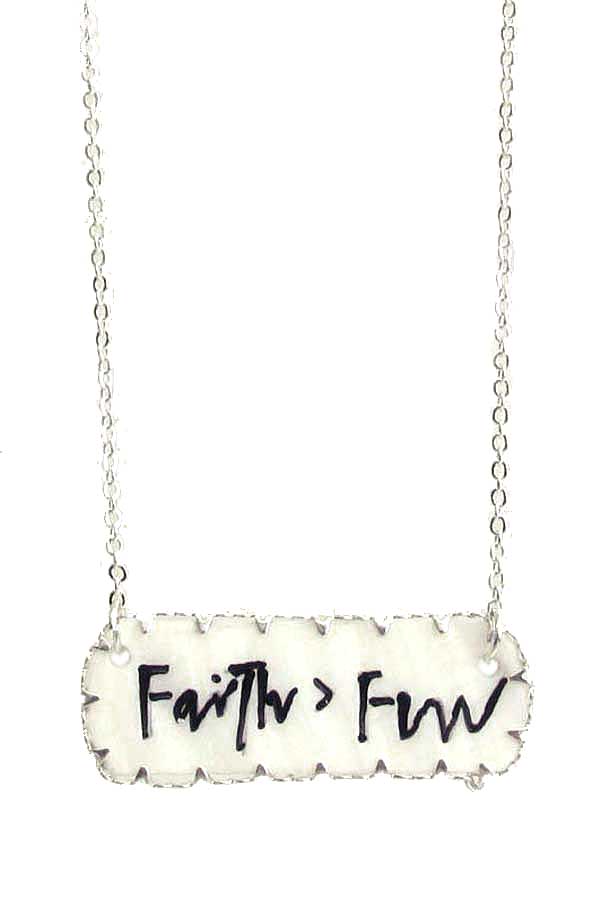 RELIGIOUS INSPIRATION SHELL PENDANT NECKLACE - FAITH FEAR-0