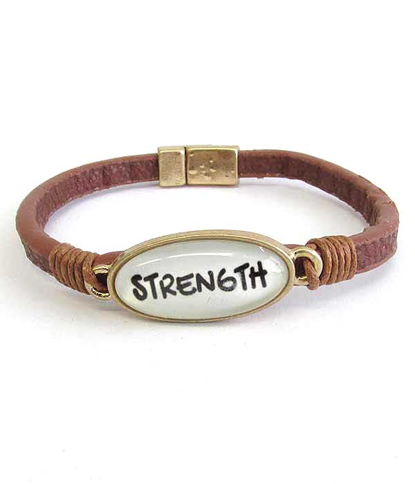 RELIGIOUS INSPIRATION CABOCHON MAGNETIC BRACELET - STRENGTH-0