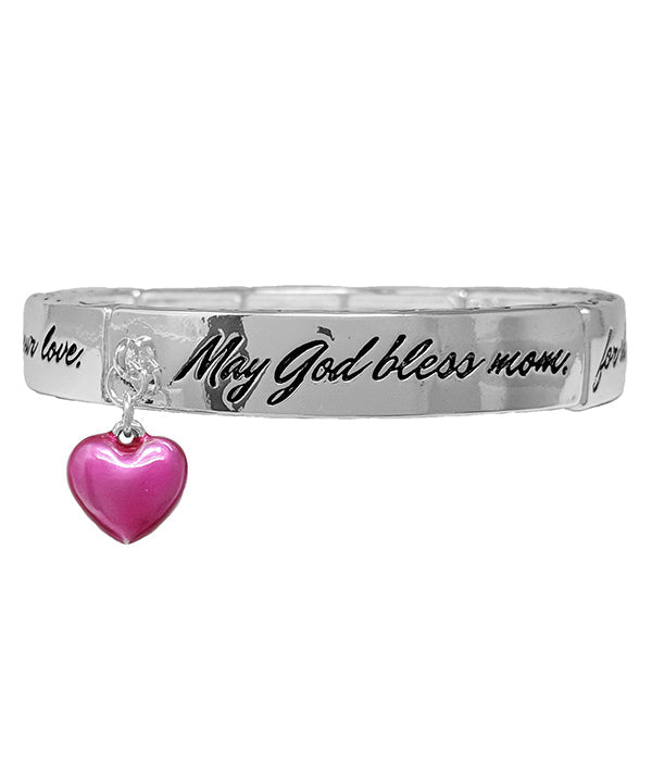 MOTHER THEME 3D CHARM STRETCH BRACELET - MAY GOD BLESS MOM-0
