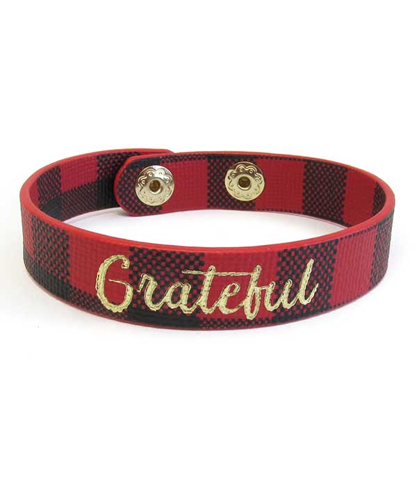 RELIGIOUS THEME LEATHERETTE BRACELET - GRATEFUL-0