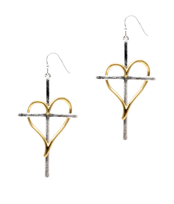 HEART AND CROSS EARRING-0