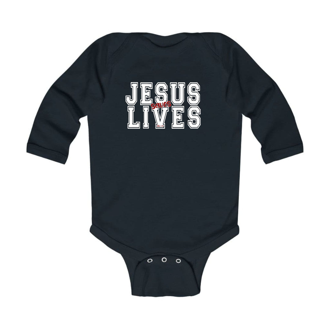 Infant Long Sleeve Graphic T-shirt - Jesus Saves Lives White Red-0