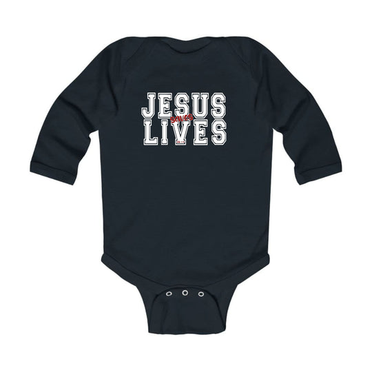 Infant Long Sleeve Graphic T-shirt - Jesus Saves Lives White Red-0