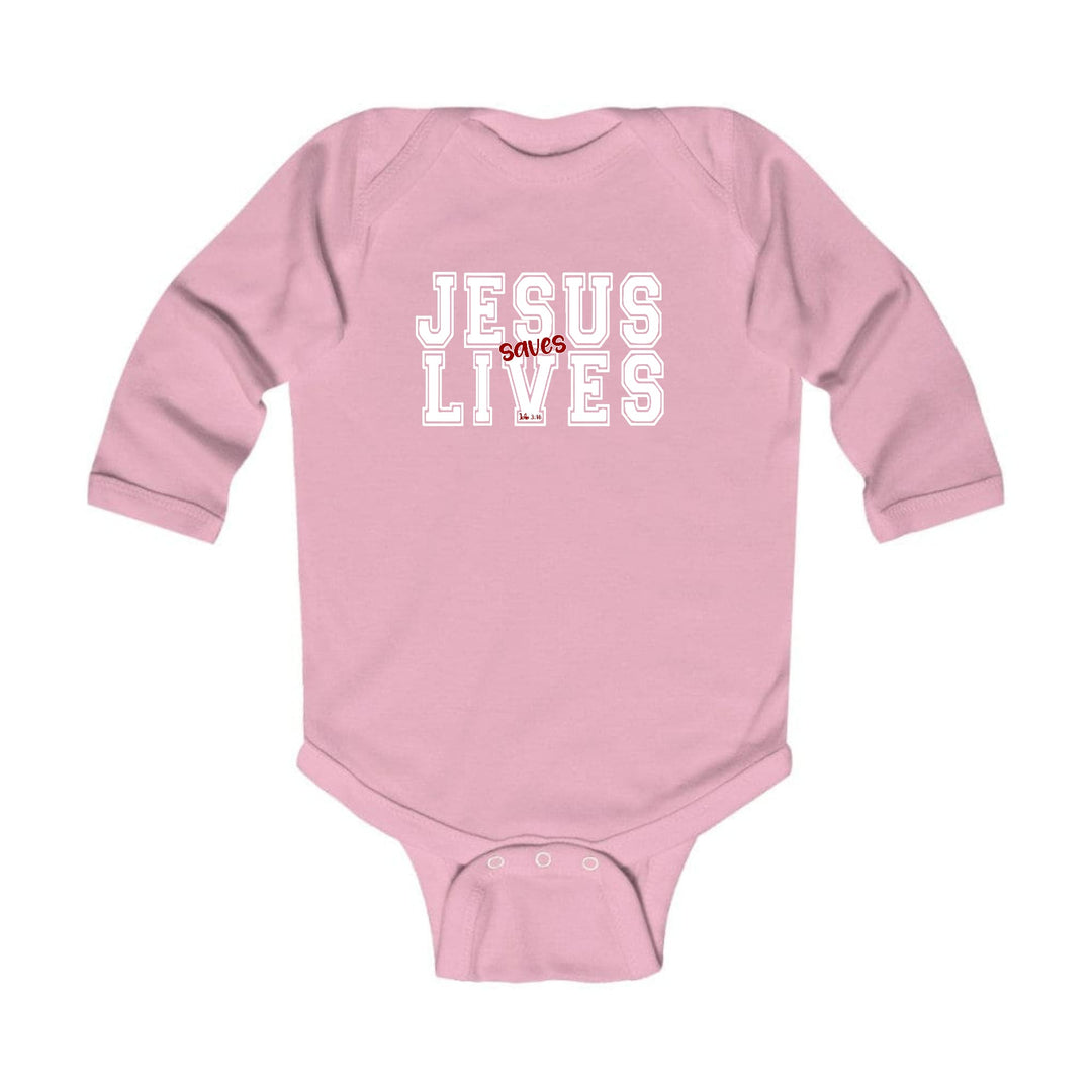 Infant Long Sleeve Graphic T-shirt - Jesus Saves Lives White Red-6