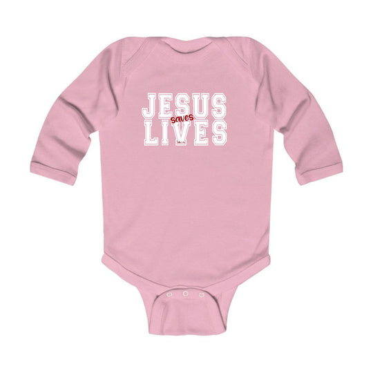 Infant Long Sleeve Graphic T-shirt - Jesus Saves Lives White Red-6