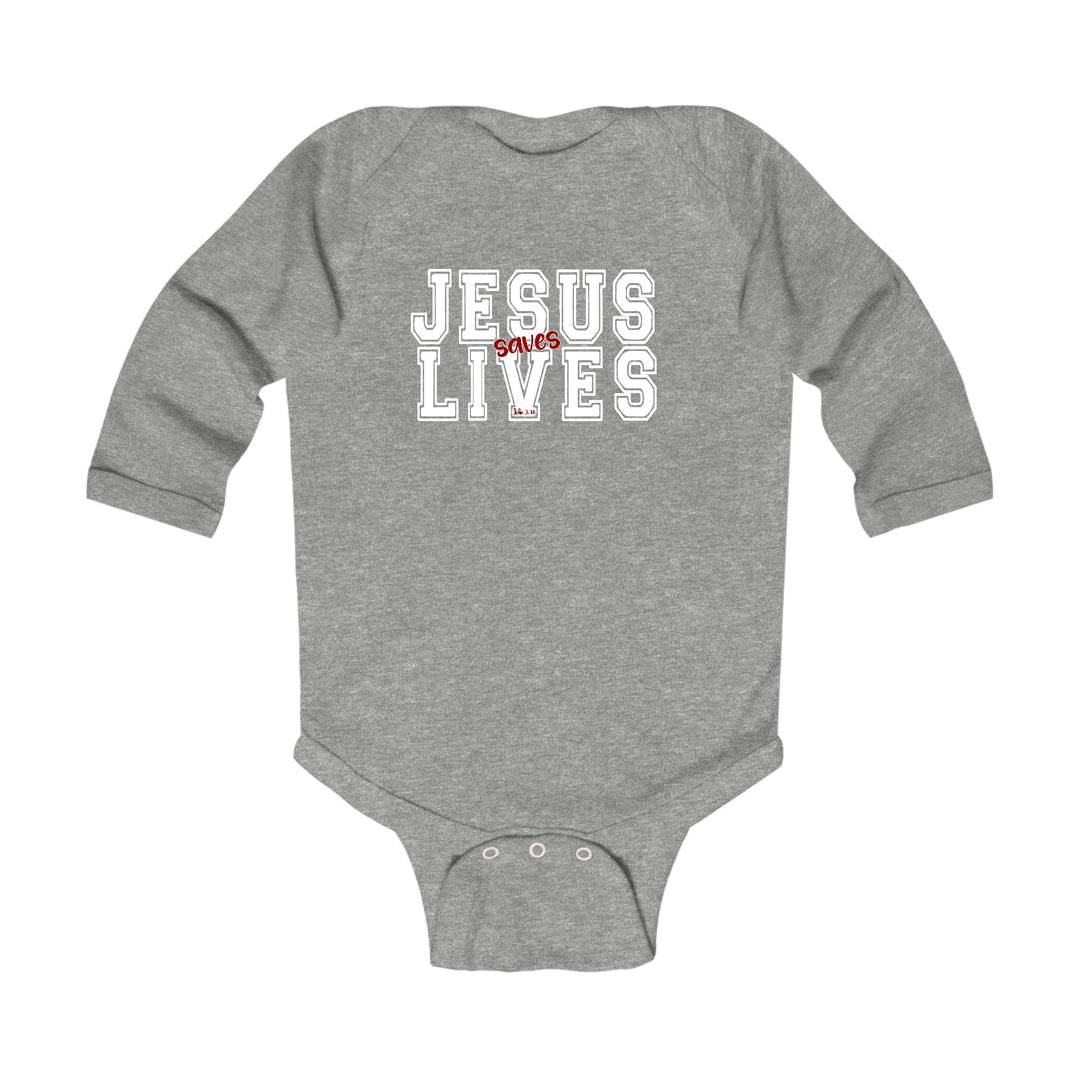 Infant Long Sleeve Graphic T-shirt - Jesus Saves Lives White Red-4