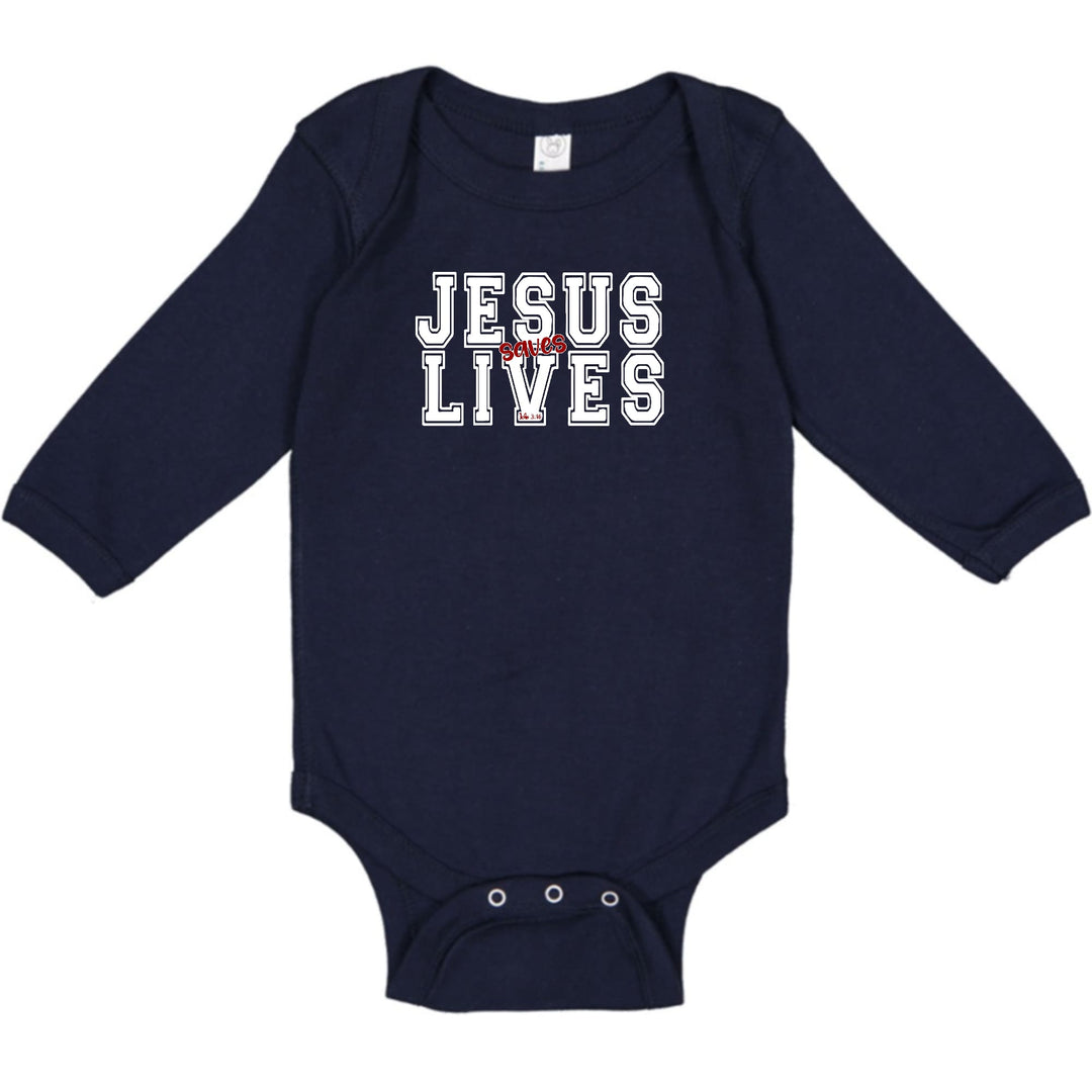 Infant Long Sleeve Graphic T-shirt - Jesus Saves Lives White Red-7