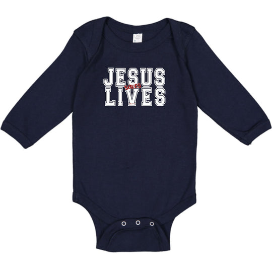 Infant Long Sleeve Graphic T-shirt - Jesus Saves Lives White Red-7