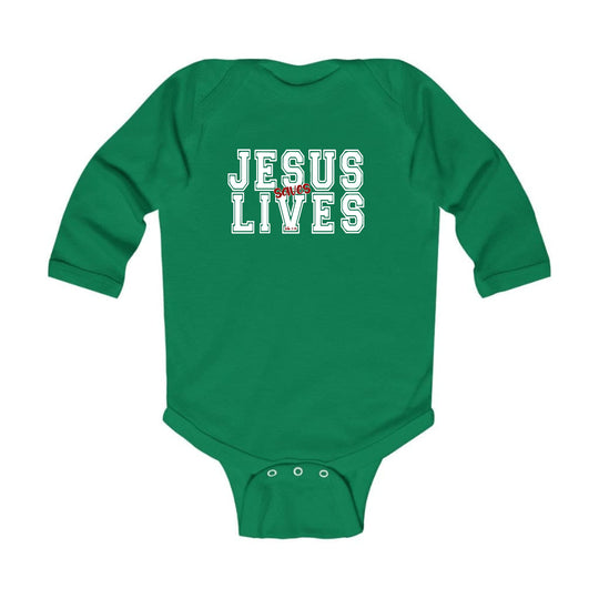Infant Long Sleeve Graphic T-shirt - Jesus Saves Lives White Red-3
