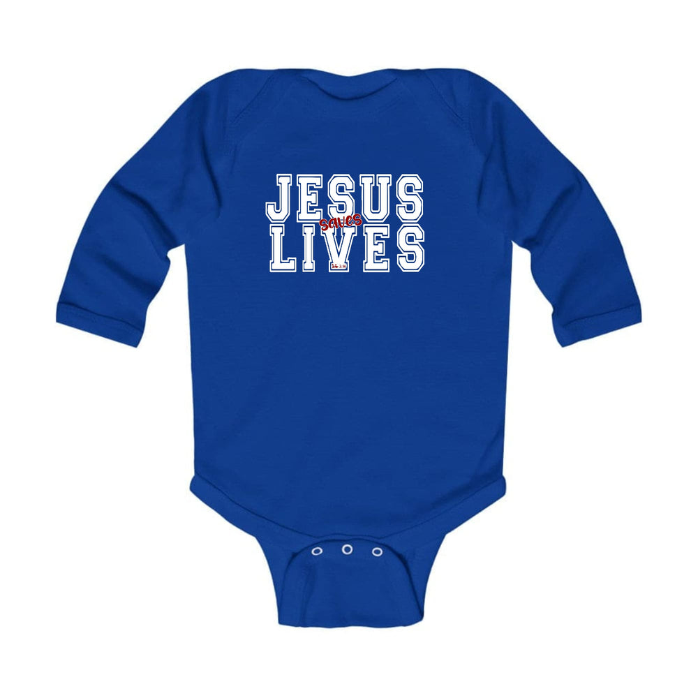 Infant Long Sleeve Graphic T-shirt - Jesus Saves Lives White Red-1