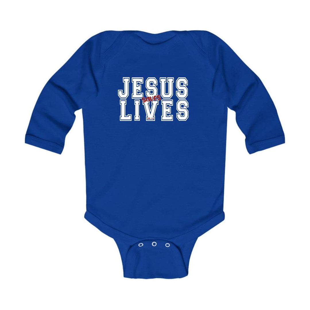 Infant Long Sleeve Graphic T-shirt - Jesus Saves Lives White Red-1