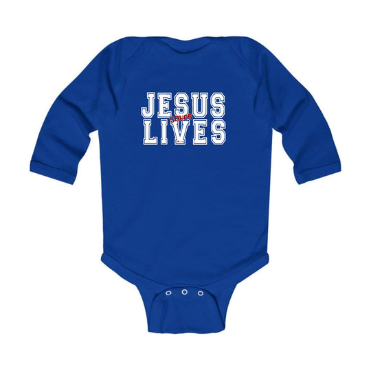 Infant Long Sleeve Graphic T-shirt - Jesus Saves Lives White Red-1