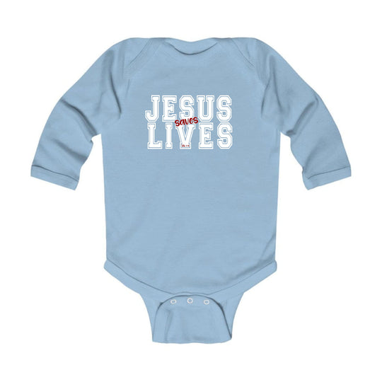 Infant Long Sleeve Graphic T-shirt - Jesus Saves Lives White Red-5